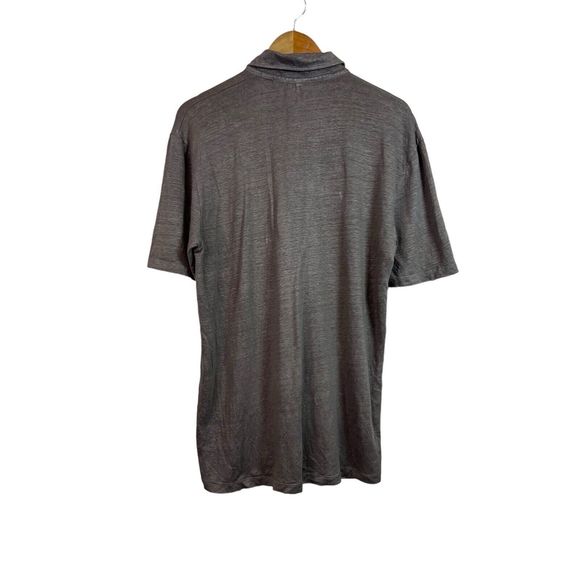 Wool & Co Mens Gray Linen Polo Short Sleeve Shirt Size M Made In Italy - Picture 2 of 9